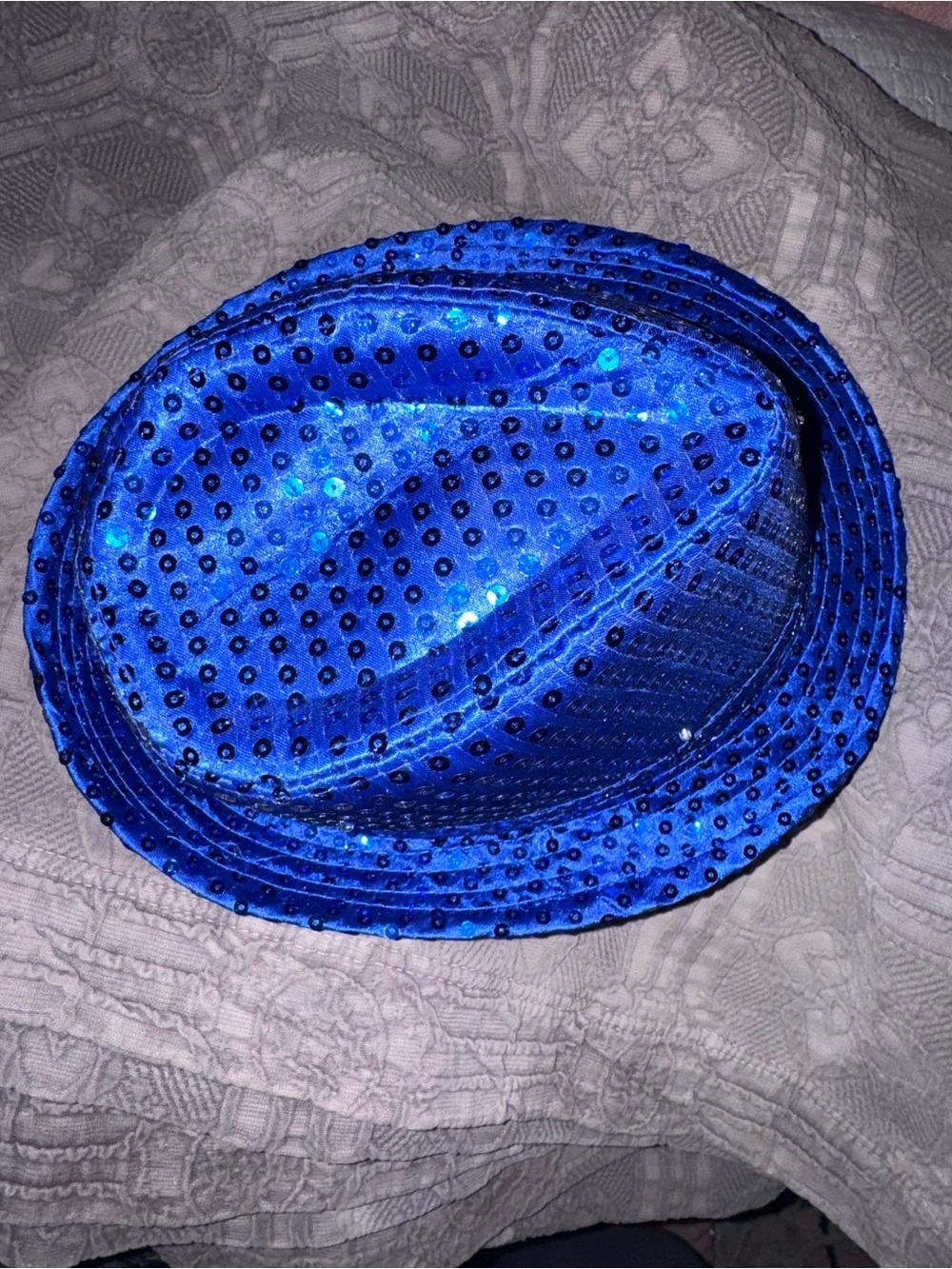 Men's Blue Sequin Fedora Hat - Eye-Catching Party Accessory